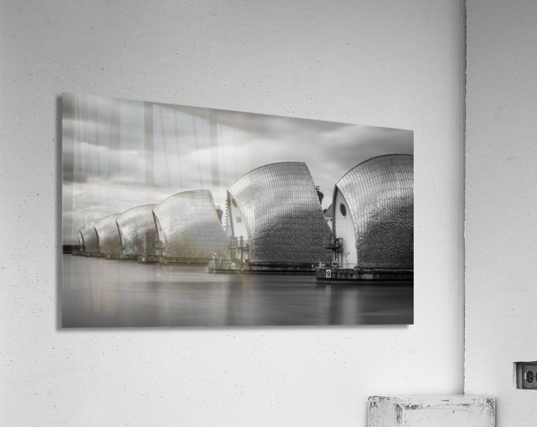 Thames Barrier London | Black and White Long Exposure Photography Acrylic Print