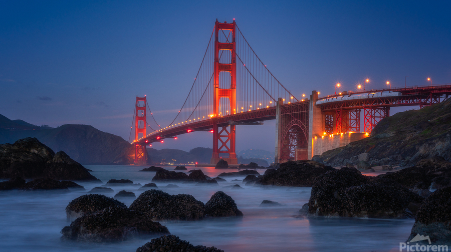 Red & Blue Golden Gate Bridge  Print