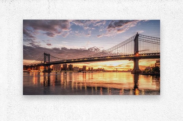 Golden hour at Manhattan Bridge  Metal print