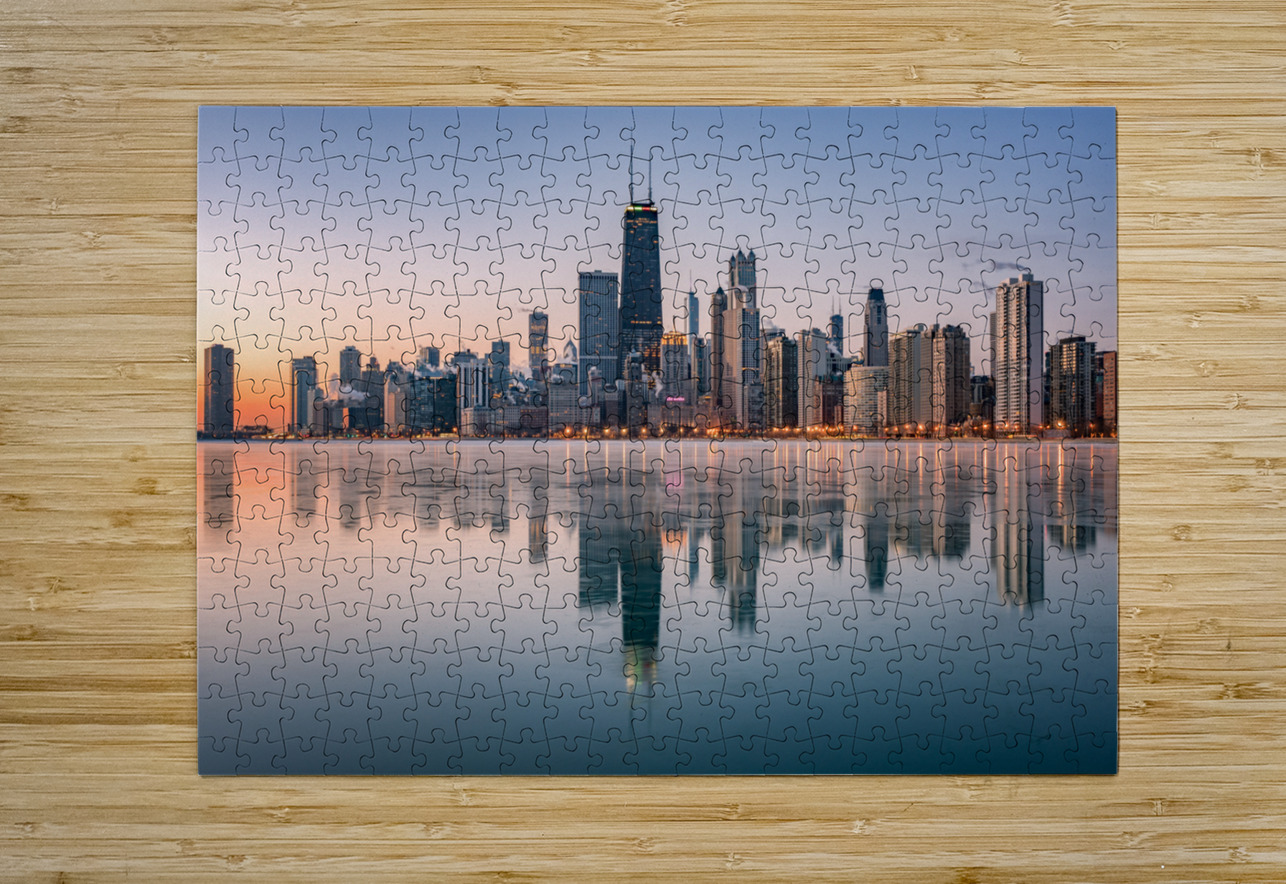 Chicago Illinois Skyline  HD Metal print with Floating Frame on Back