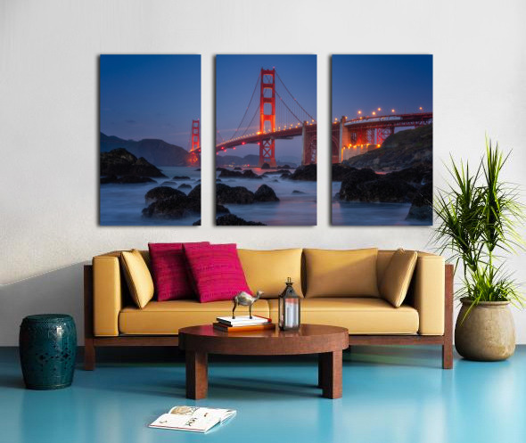 Red & Blue Golden Gate Bridge Split Canvas print