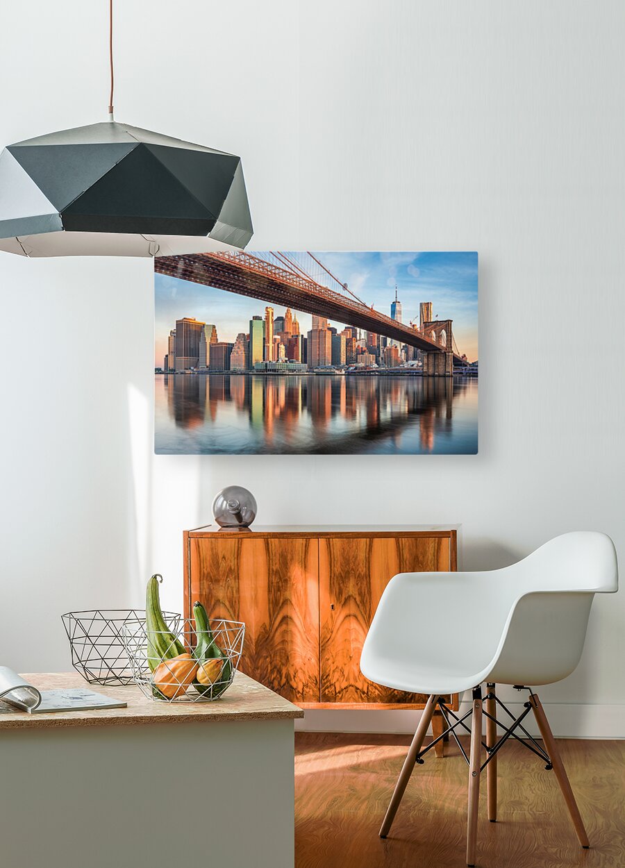 Manhattan Skyline   HD Metal print with Floating Frame on Back