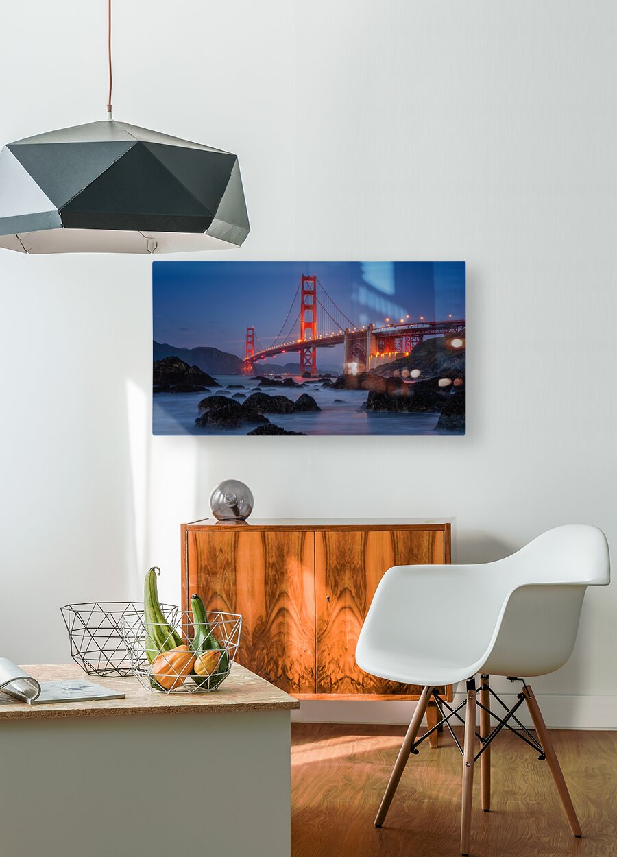 Red & Blue Golden Gate Bridge  HD Metal print with Floating Frame on Back