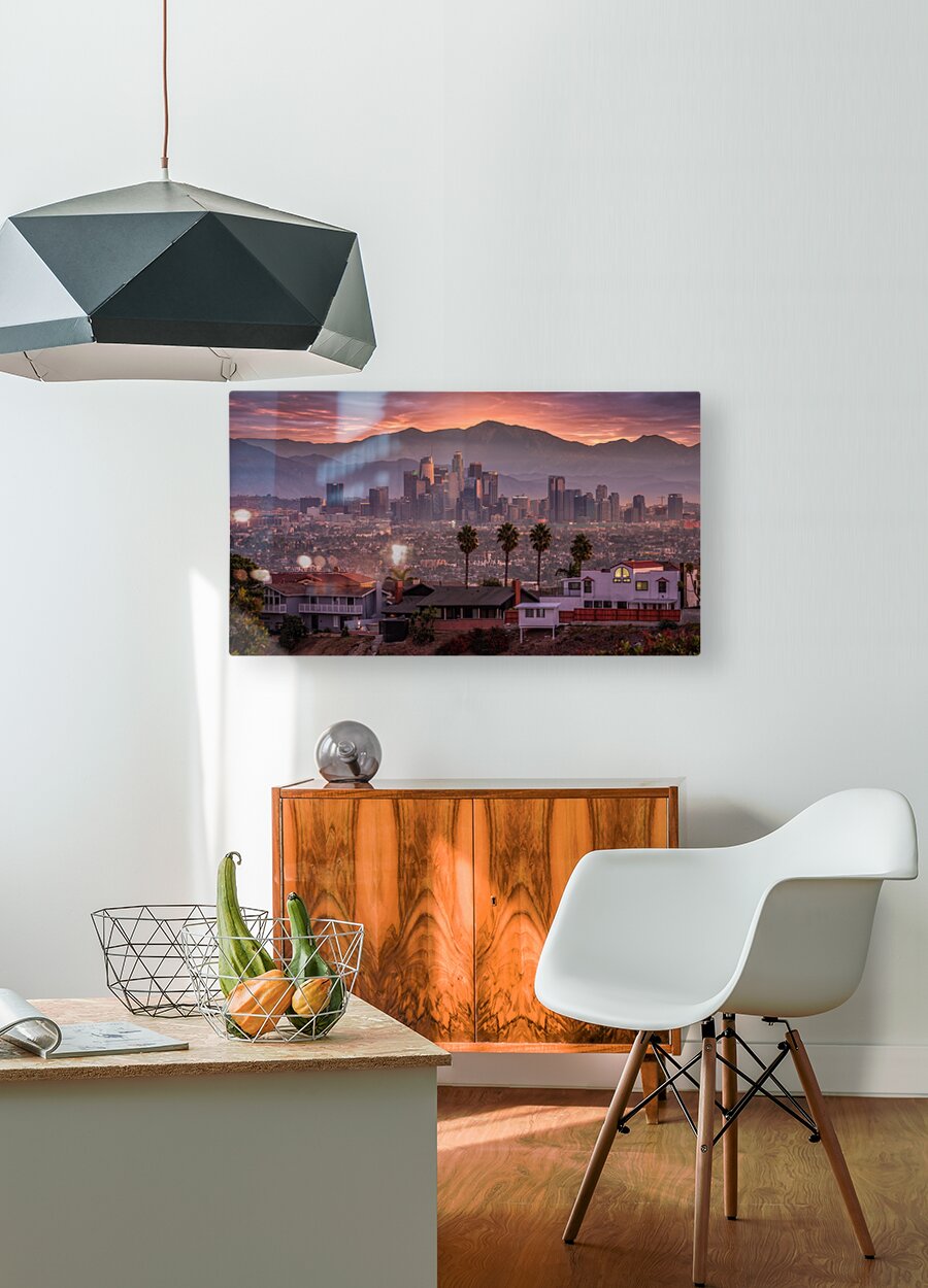 L.A. Sunrise  HD Metal print with Floating Frame on Back