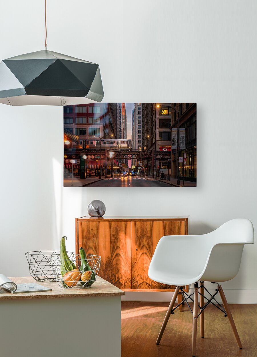 The City Chicago  HD Metal print with Floating Frame on Back