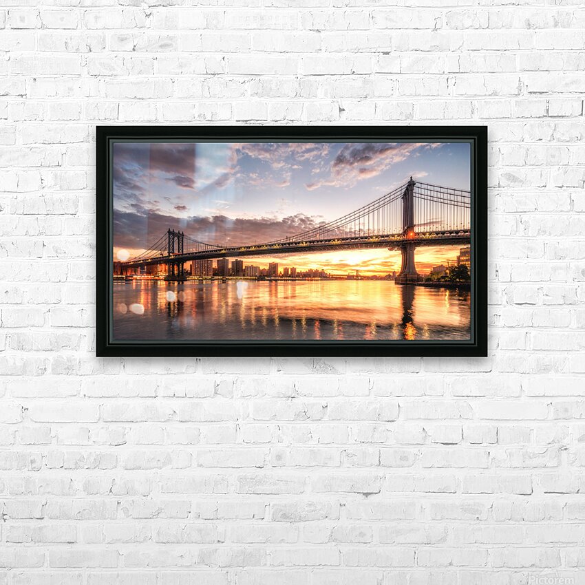 Golden hour at Manhattan Bridge HD Sublimation Metal print with Decorating Float Frame (BOX)