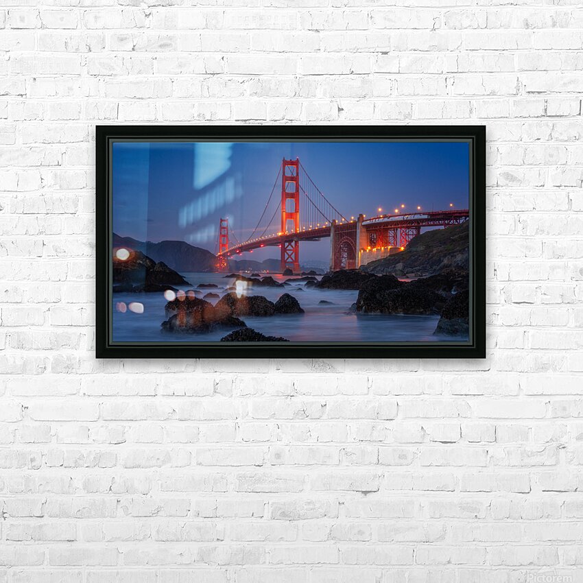 Red & Blue Golden Gate Bridge HD Sublimation Metal print with Decorating Float Frame (BOX)
