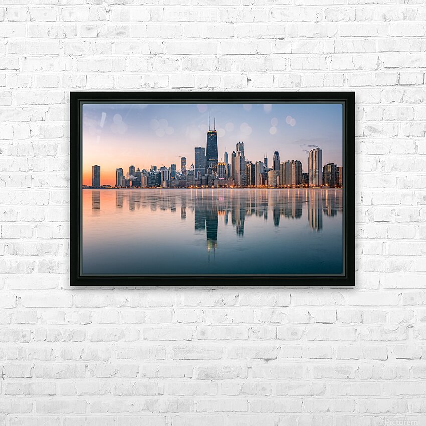 Chicago Illinois Skyline HD Sublimation Metal print with Decorating Float Frame (BOX)