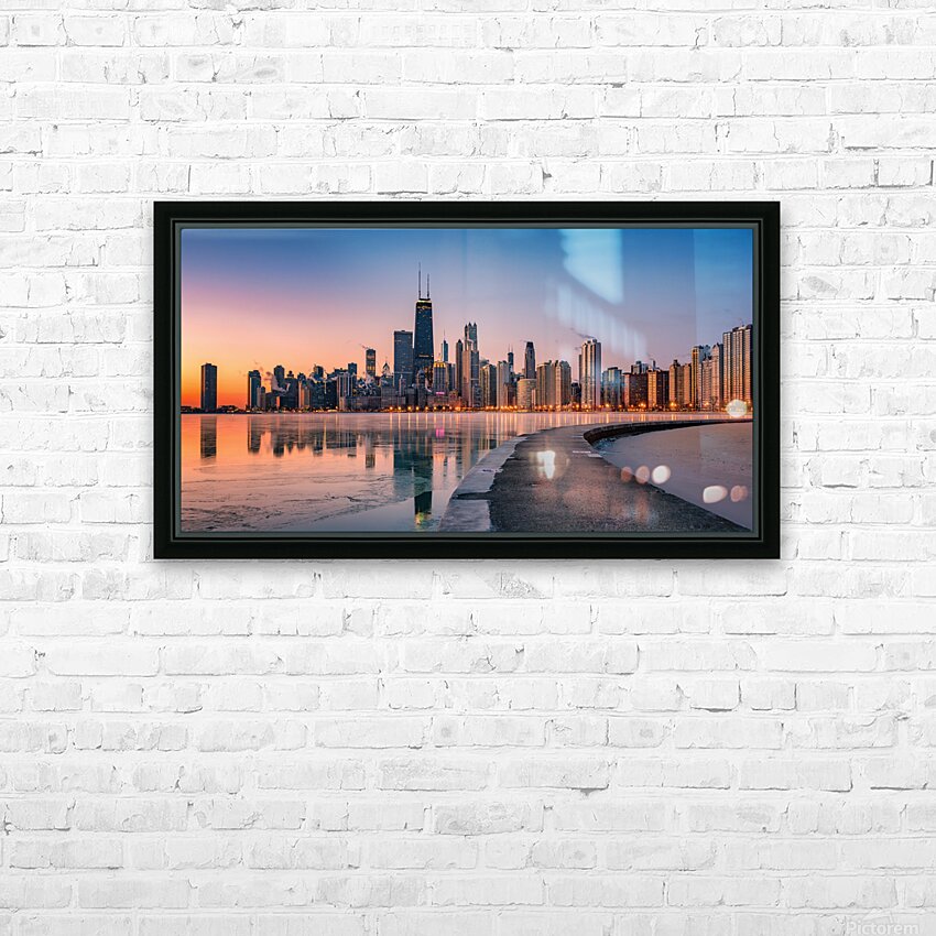 Chicago Illinois  HD Sublimation Metal print with Decorating Float Frame (BOX)