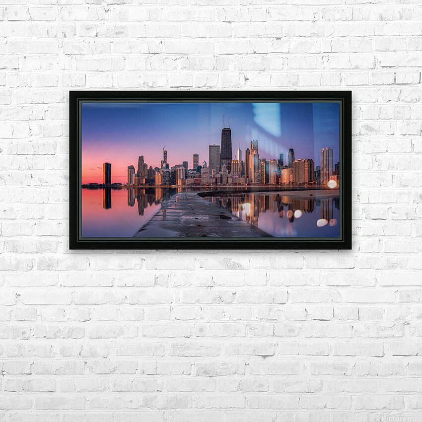 Chicago Illinois USA HD Sublimation Metal print with Decorating Float Frame (BOX)