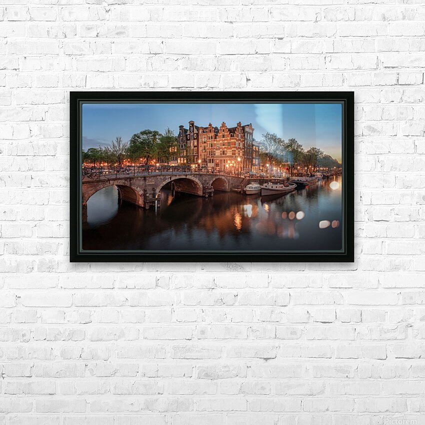 Lights on Amsterdam HD Sublimation Metal print with Decorating Float Frame (BOX)