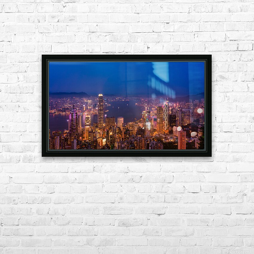 Blue Night Hong Kong HD Sublimation Metal print with Decorating Float Frame (BOX)