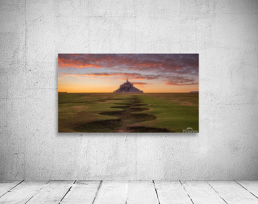 Mont Saint Michel France | Dramatic Sunset and Scenic Waterways Wall Preview