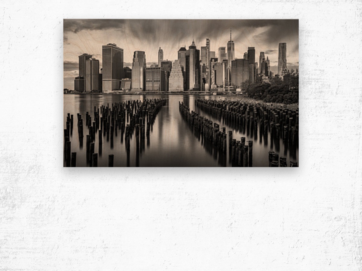 Manhattan Rain Wood print