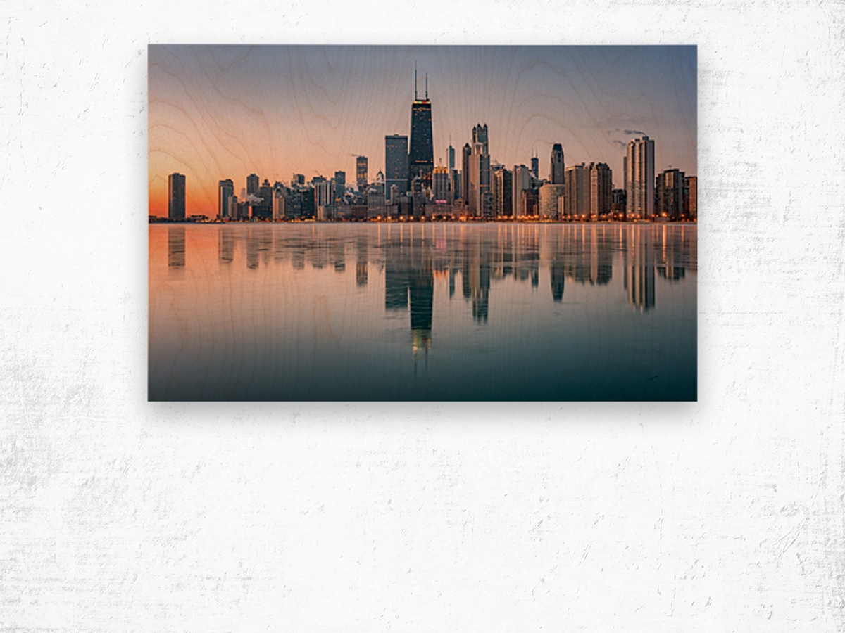 Chicago Illinois Skyline Wood print