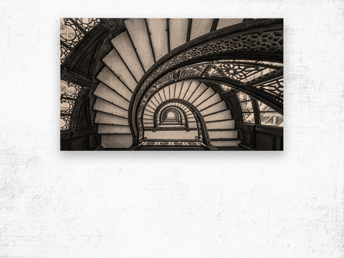 The Rookery Spiral Stairs Wood print