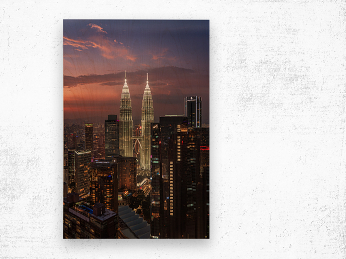 Twin Towers Kuala Lumpur Wood print